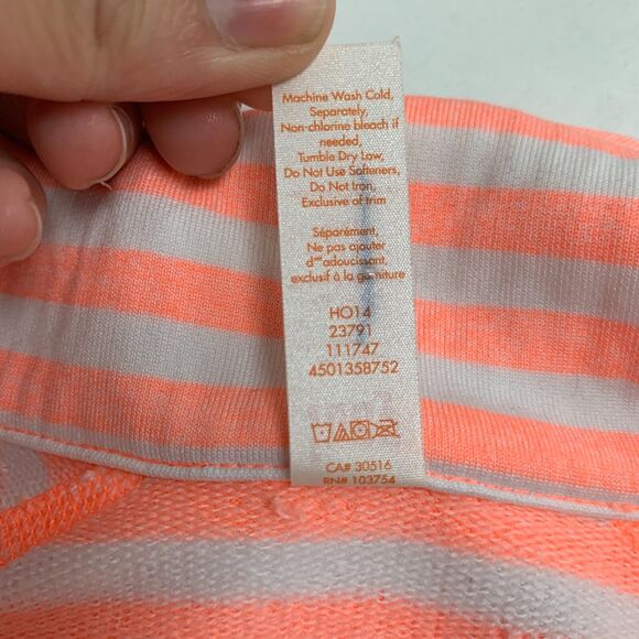 Lucy Activewear 1/4 Zip Top Women S Neon Peach Stripe Pockets Stretch Thumbholes - Picture 11 of 13